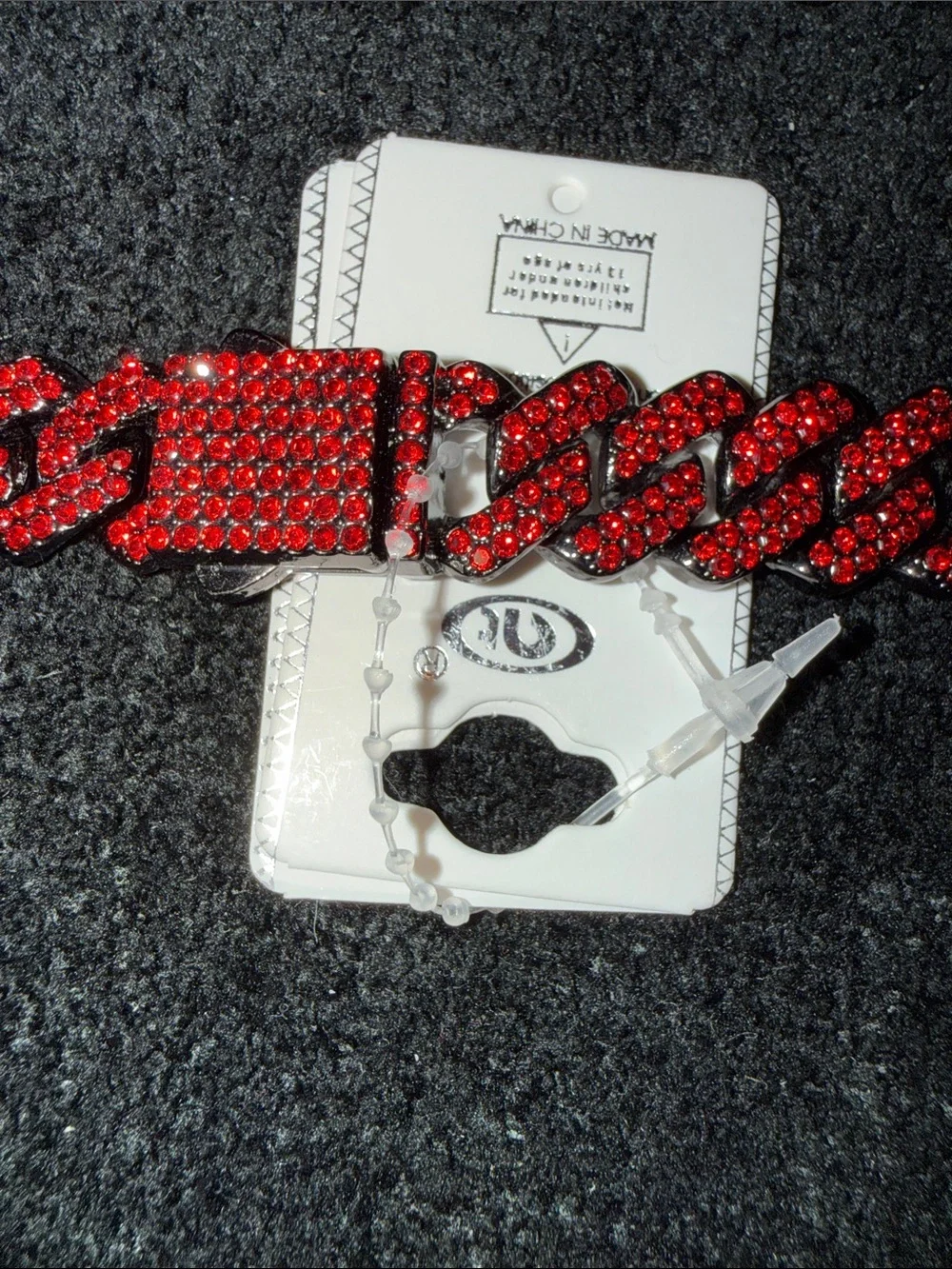Men's Red Crystal Cuban Link Chain Necklace
